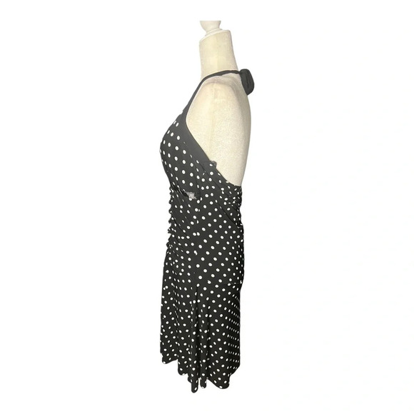 Y2K Black & White Polka Dot Halter Dress Taboo - Picture 3 of 4